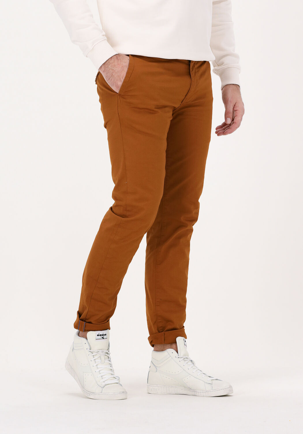 scotch soda chino stuart regular slim fit en cognac