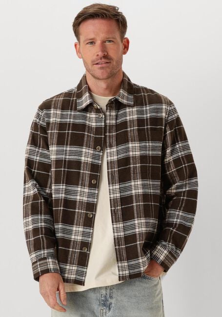 LES DEUX LENNON CHECK OVERSHIRT Surchemises en taupe - large
