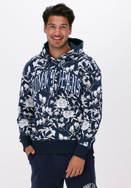 Donkerblauwe TOMMY JEANS Sweater TJM AOP HOODIE - large