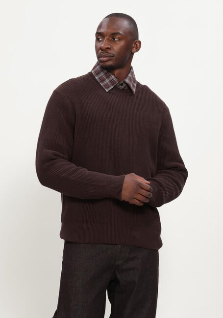 LES DEUX Pull RIB CREWNECK KNIT en marron - large