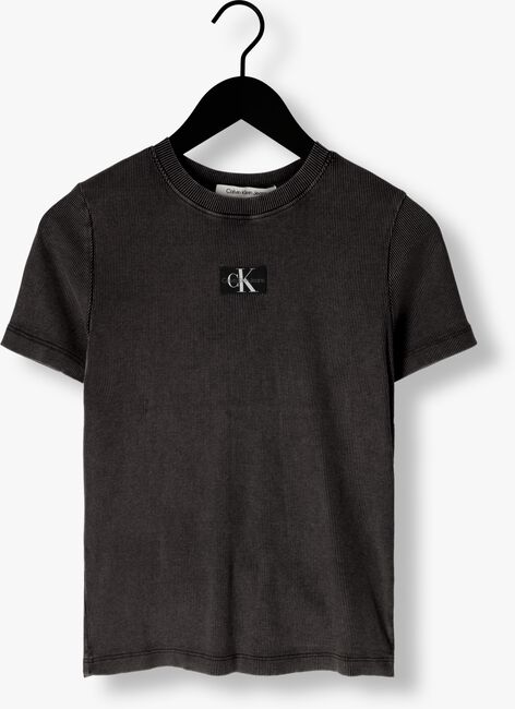 CALVIN KLEIN T-shirt LABEL WASHED RIB SLIM TEE en noir - large