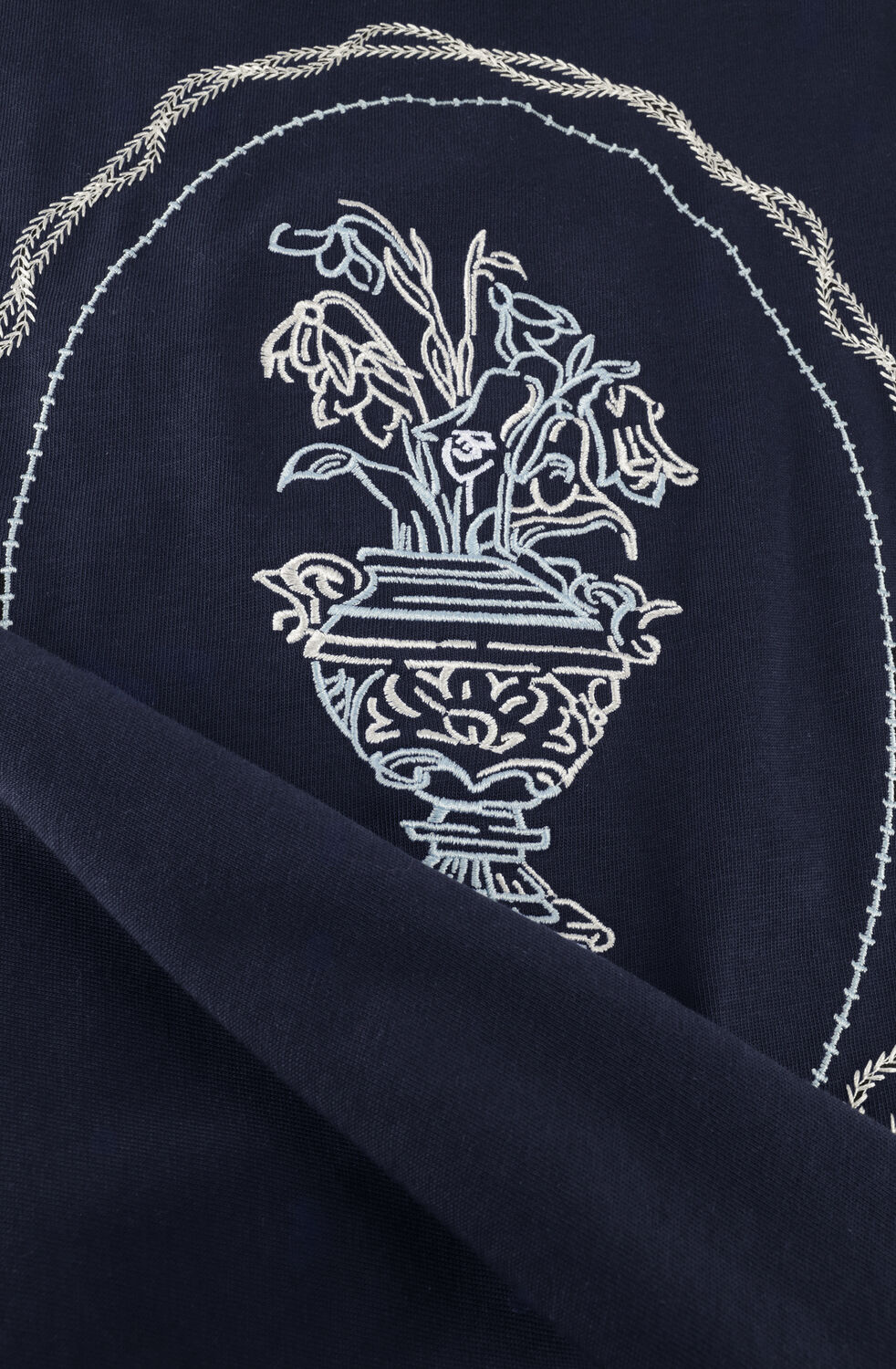 PURE PATH T-shirt EMBROIDERED VASE T-SHIRT Bleu fonc&eacute; - large