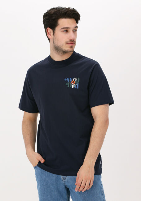 Donkerblauwe WOODBIRD T-shirt MOLT WIRL TEE - large