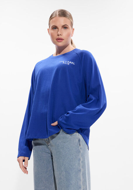 ALIX THE LABEL T-shirt LADIES KNITTED RAGLAN LONGSLEEVE Cobalt - large