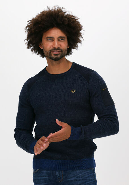 PME LEGEND Pull R-NECK COTTON RIB KNIT en bleu - large