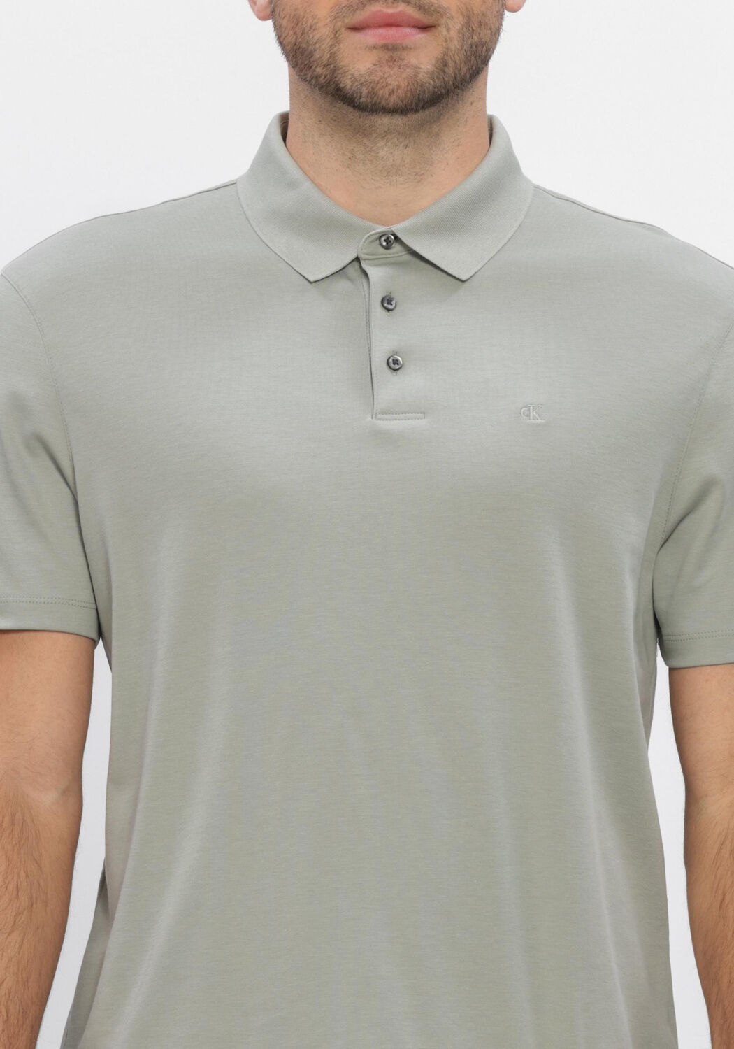 Groene CALVIN KLEIN Polo SS SUPIMA CHEST EMB POLO - large