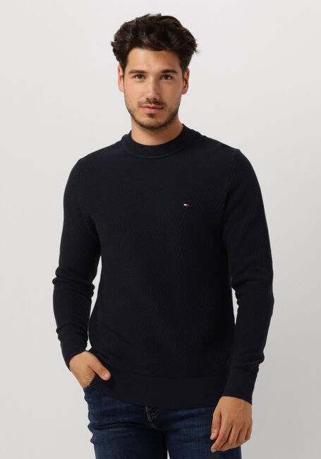 TOMMY HILFIGER Pull RECTANGULAR STRUCTURE CREW NK Bleu foncé - large