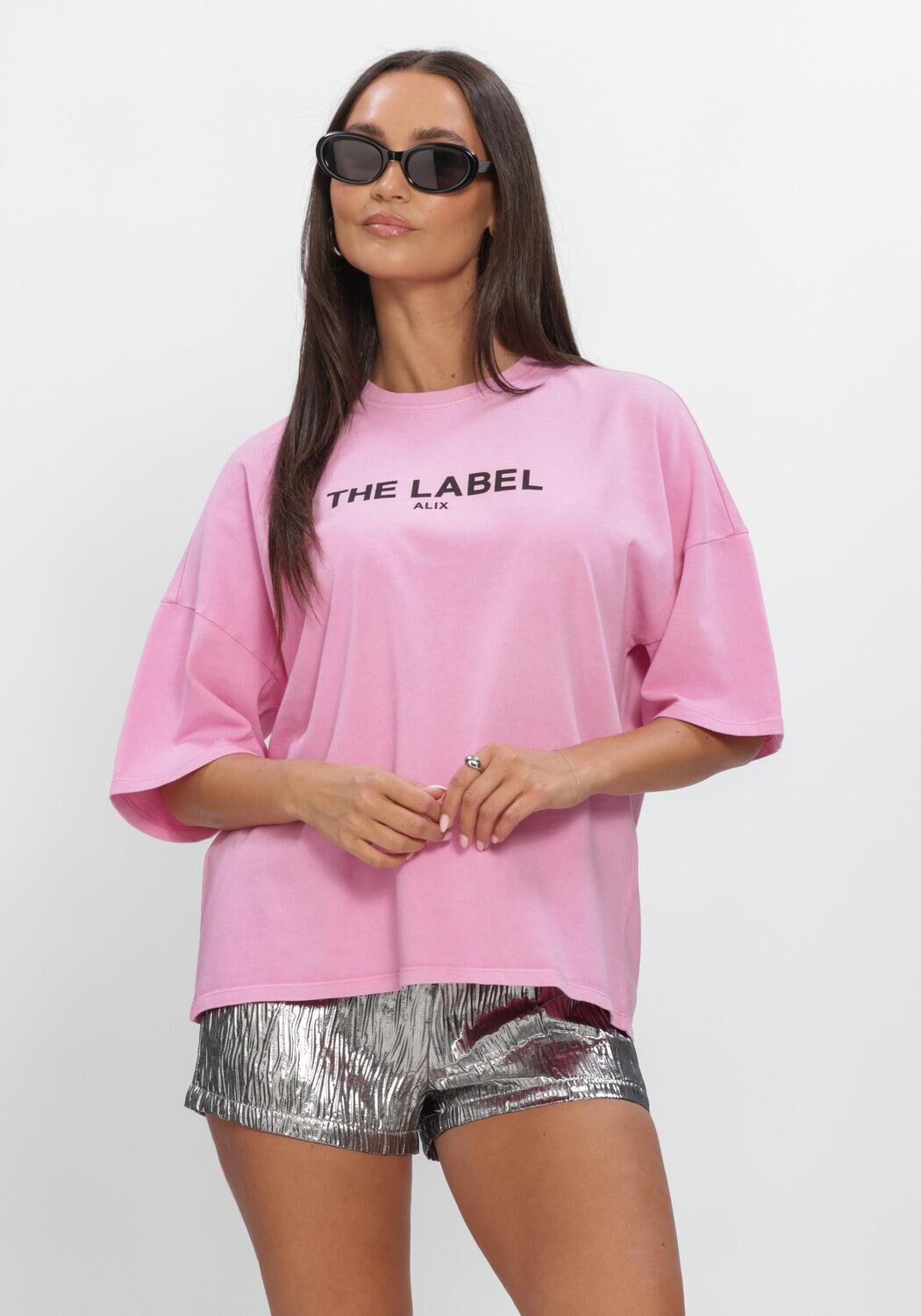 ALIX THE LABEL T-shirt LADIES KNITTED THE LABEL T-SHIRT en rose - large
