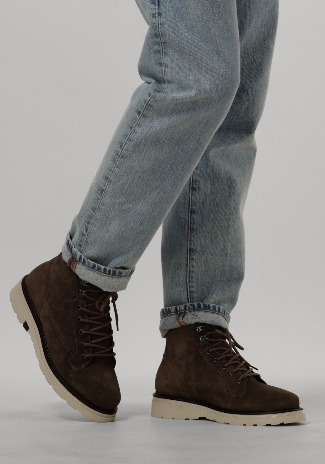 REHAB Bottines &agrave; lacets WOLF en marron - large