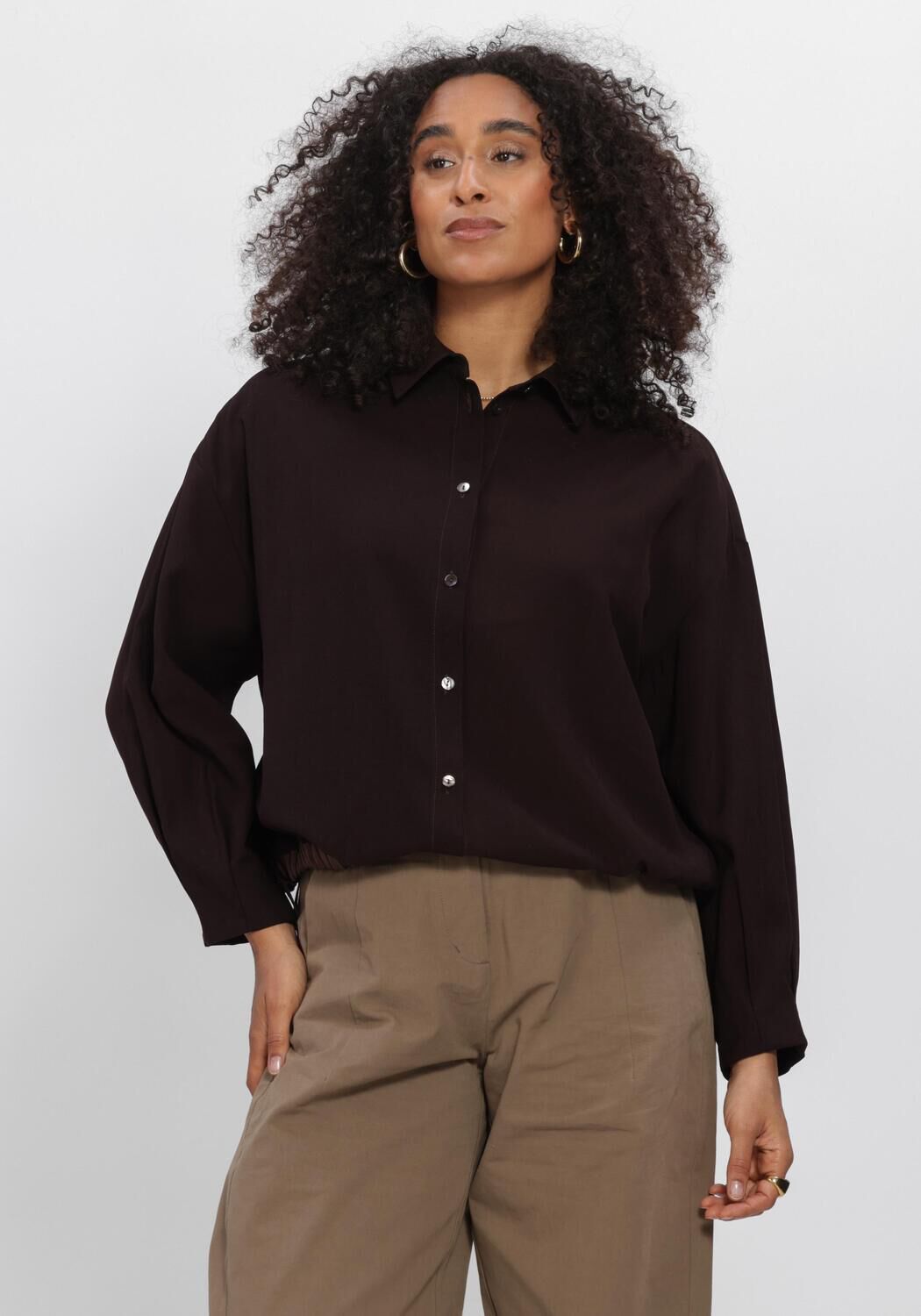 Bruine SUMMUM  BLOUSE VISCOSE TWILL - large