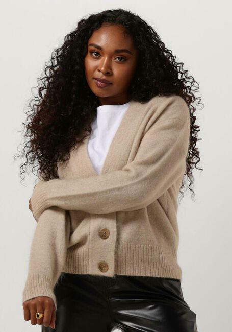 SECOND FEMALE Gilet BROOKLYN KNIT CARDIGAN en beige - large