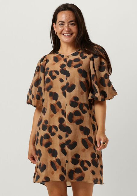 Camel BY-BAR Mini jurk ARYA CHEETA DRESS - large