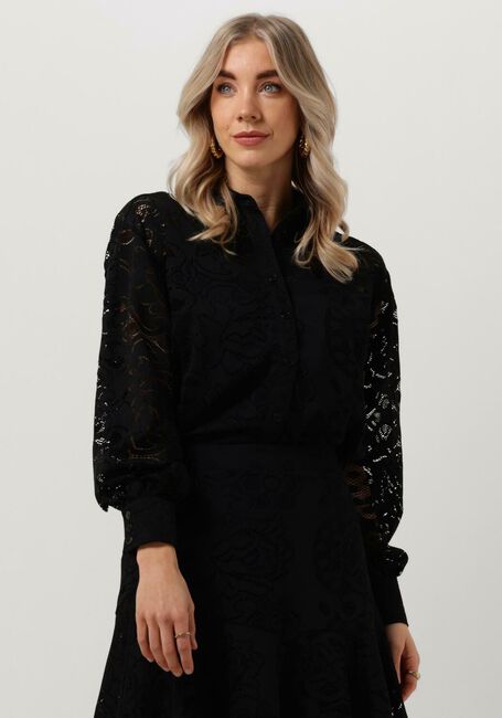 ALIX THE LABEL LADIES KNITTED HEAVY LACE BLOUSE Blouses en noir - large