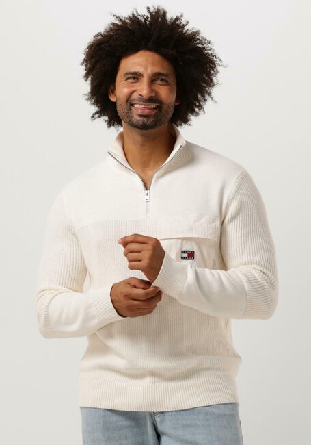 TOMMY JEANS Pull TJM CHECK SHERPA LINED OVERSHIRT Blanc - large