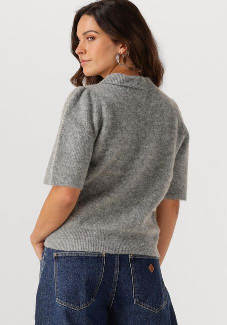 Lichtgrijze OBJECT Trui OBJANNE S/S RE KNIT POLO - large