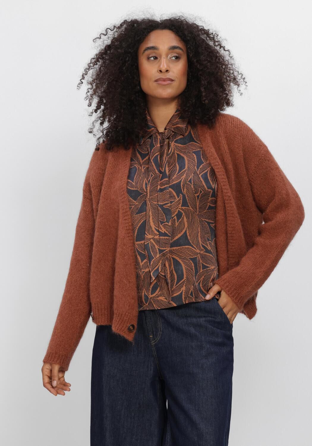 SUMMUM Gilet WRAP CARDIGAN MOHAIR WOOL BLEND KNIT en marron - large