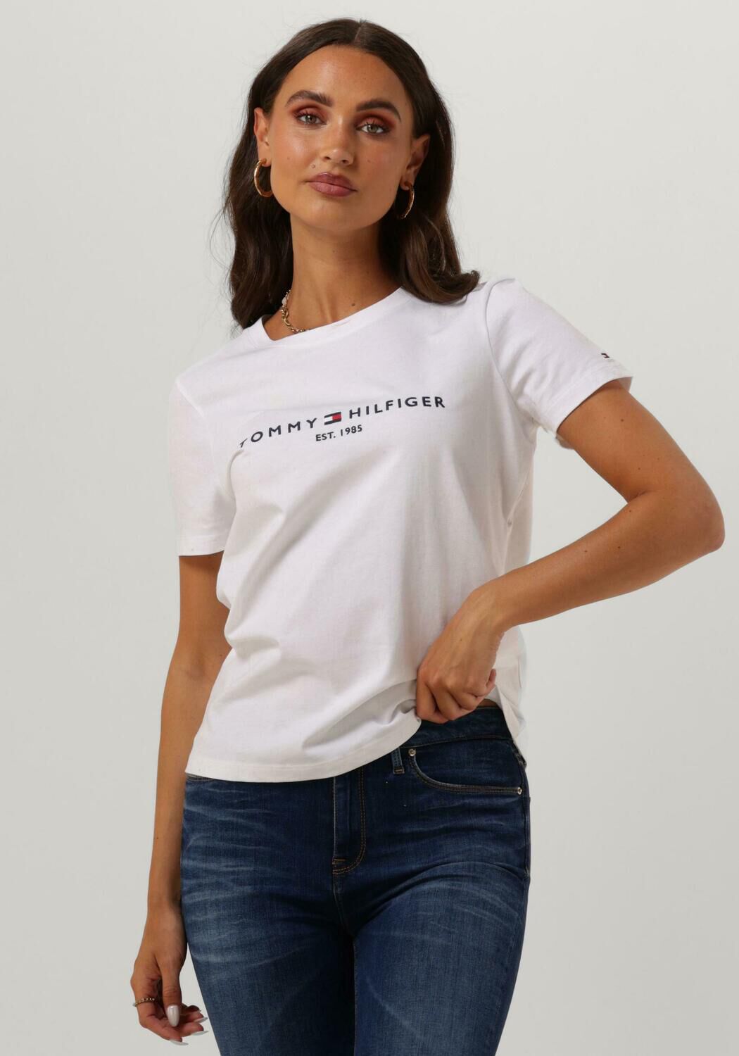 Witte TOMMY HILFIGER T-shirts HERITAGE HILFIGER C-NK REG TEE | Omoda