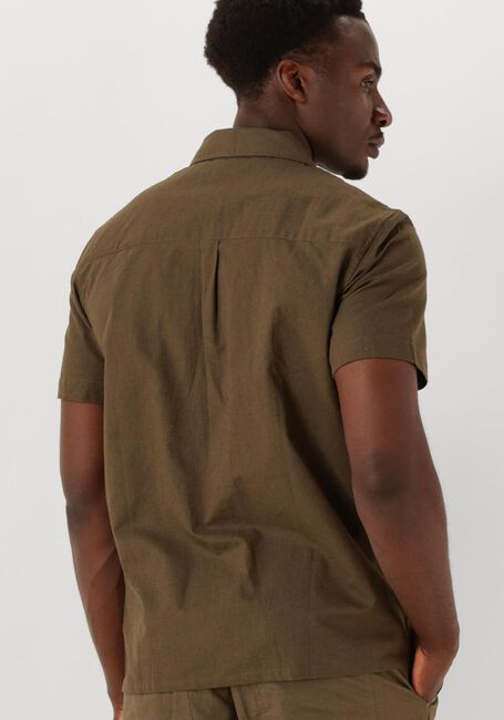 Khaki ANERKJENDT Overhemden AKLEO SSS COT/LINEN SHIRT - large