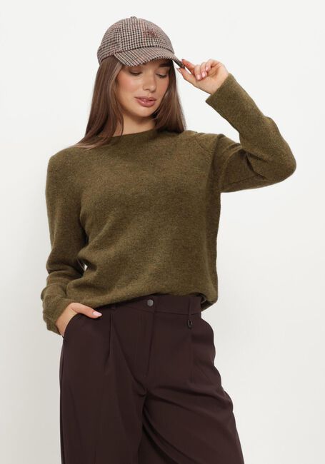 Olijf SELECTED WOMEN Trui SLWLULU NEW LS KNIT O-NECK - large