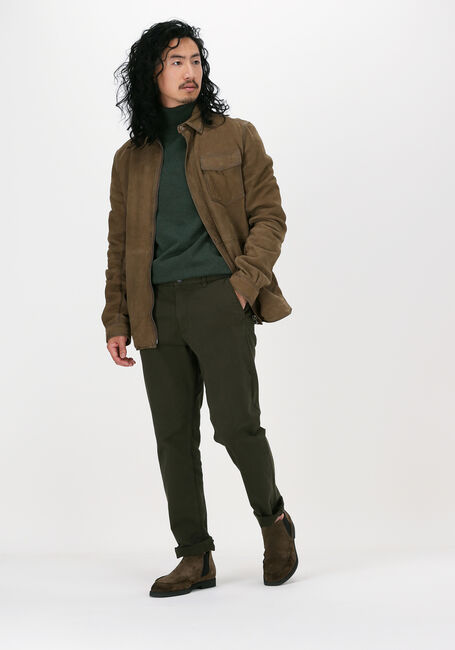 GOOSECRAFT Veste en cuir GC SIN CITY NUBUCK OVERSHIRT en vert - large