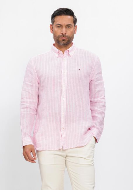 TOMMY HILFIGER Chemise d&eacute;contract&eacute; LINEN BENGAL STRIPE RF SHIRT en rose - large