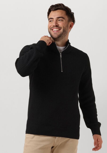 SELECTED HOMME Pull SLHTHIM LS KNIT STRUCTURE HALF ZIP en noir - large