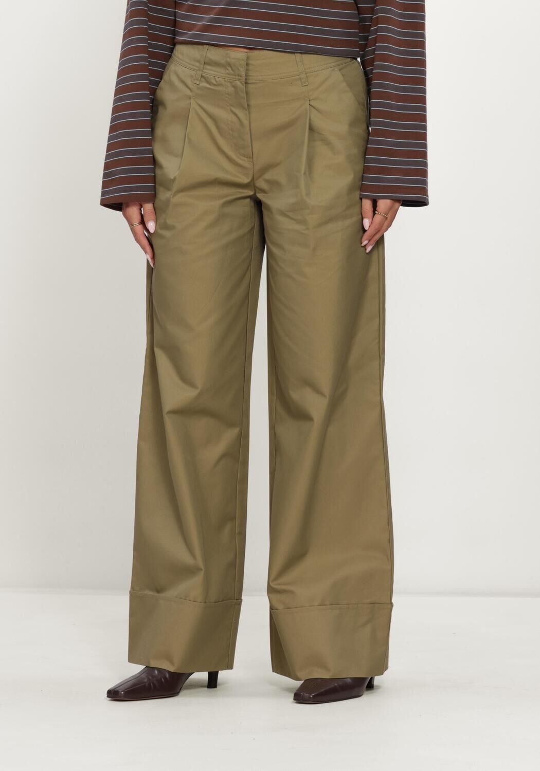 Khaki ROUGE EDIT Wijde broek ROUFRANCIE RW WF F/L TROUSER/2 - large