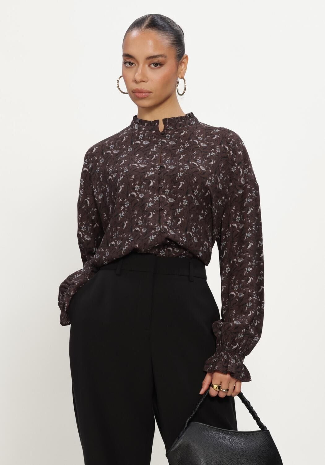 Bruine MSCH COPENHAGEN  MSCHMICHELLA SHIRT AOP - large