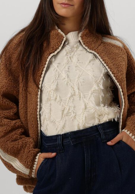 Cognac UGG Jack NIKIA CHROCHET FLUFF JACKET - large