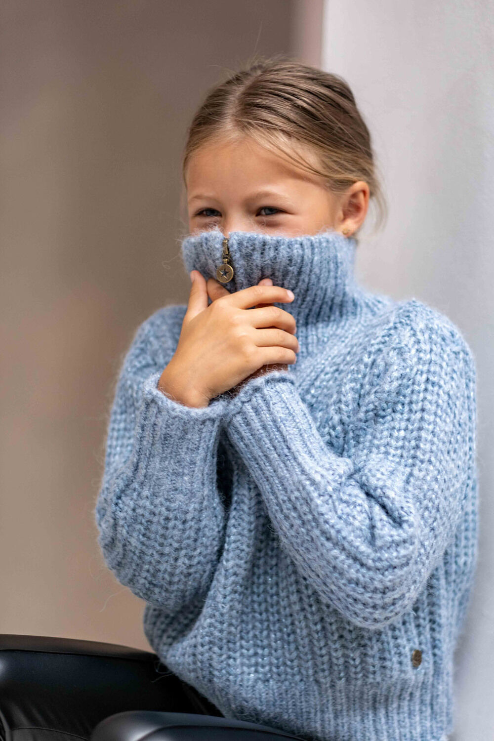 Blauwe LIKE FLO Trui DORA KNITTED SWEATER - large