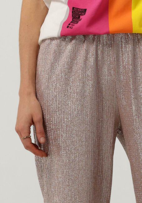 Roze ALIX THE LABEL Pantalon LADIES KNITTED STRUCTURED SILVER PANTS - large