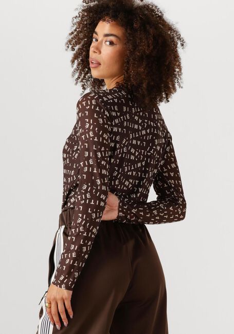 Bruine HAUTE L'AMITIÉ Top L'AMITIE MESH LS O-NECK - large