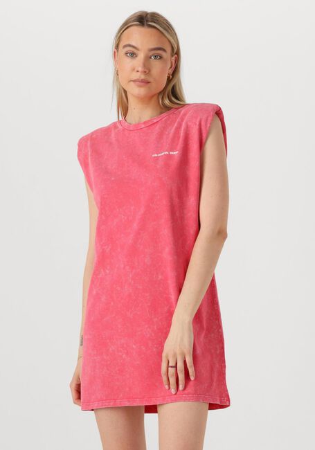 COLOURFUL REBEL Robe midi TROPICAL BEACH TOUR ACID WASH PADDED DRESS SL en rose - large