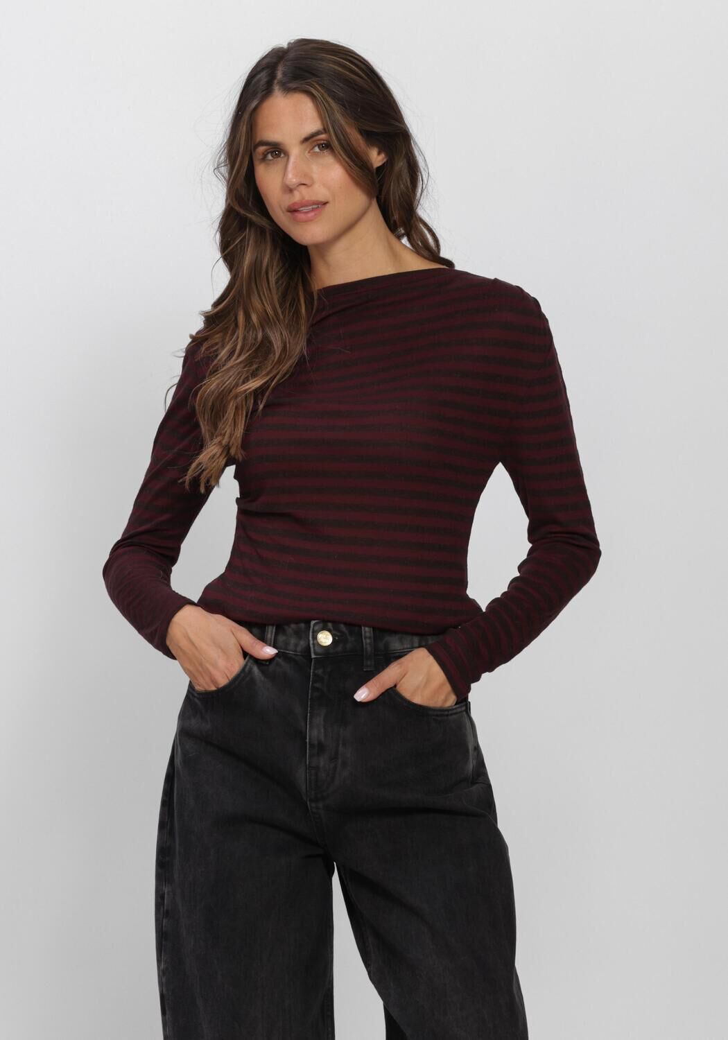 BY-BAR Haut LEYA MELANGE STRIPE TOP Bordeaux - large