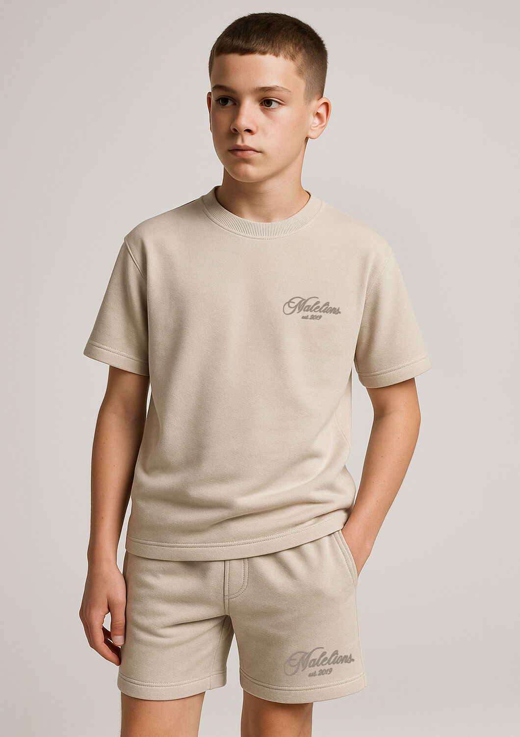 Beige MALELIONS T-shirt RELAXED INTERLOCK T-SHIRT - large