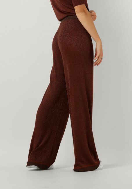 Bruine MINUS Wijde broek ALLIE HIGH WAISTED WIDE LEG METALLIC KNIT PANT - large