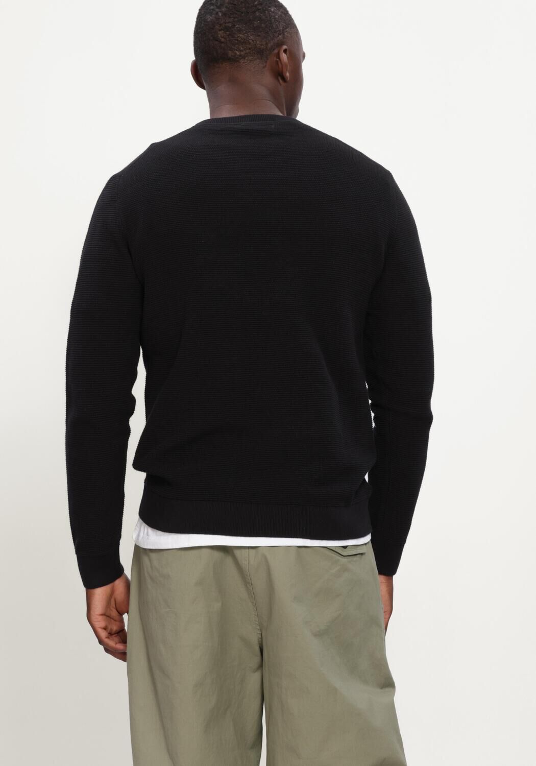 SELECTED MEN Pull SLHROSS LS KNIT STRUCTURE CREW NECK NOOS en noir - large