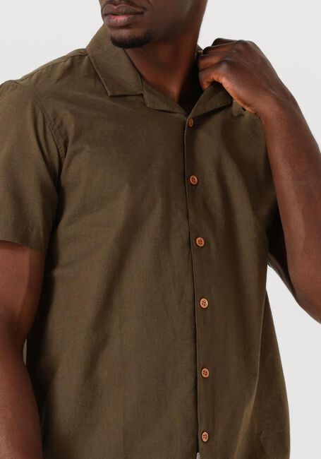 Khaki ANERKJENDT Overhemden AKLEO SSS COT/LINEN SHIRT - large