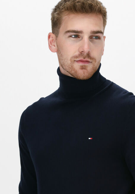 Donkerblauwe TOMMY HILFIGER Coltrui PIMA COTTON CASHMERE ROLL NECK - large