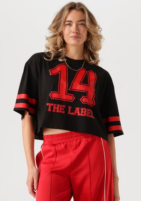 ALIX THE LABEL T-shirt LADIES KNITTED CROPPED SPORTS en noir - large