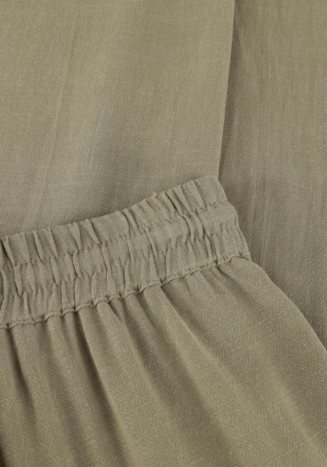 Khaki SELECTED WOMEN Wijde broek SLFVIVA-GULIA HW LONG LINEN PANT NOOS - large