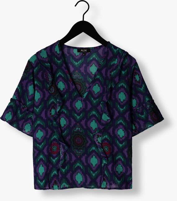 Paarse ALIX THE LABEL Top LADIES WOVEN IKAT RUFFLE TOP - large