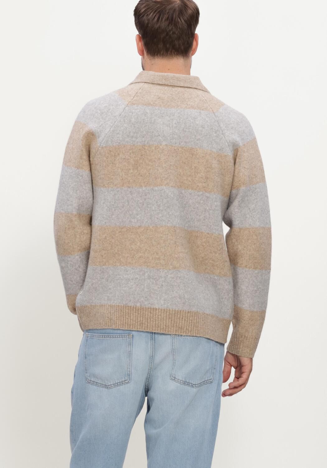 Beige LES DEUX Trui STRIPED MELANGE KNITTED POLO - large