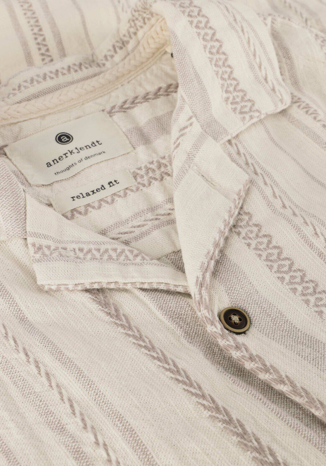 Beige ANERKJENDT Casual overhemd AKLEON S/S STRUCTURE SHIRT - large
