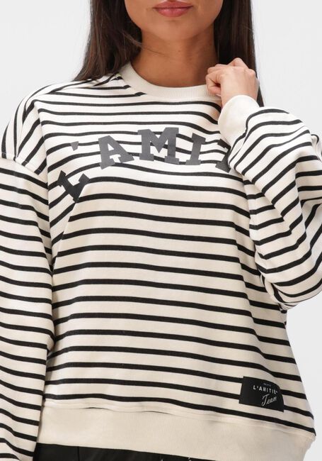 HAUTE L'AMITI&Eacute; Pull STRIPE LOGO SWEAT en blanc - large