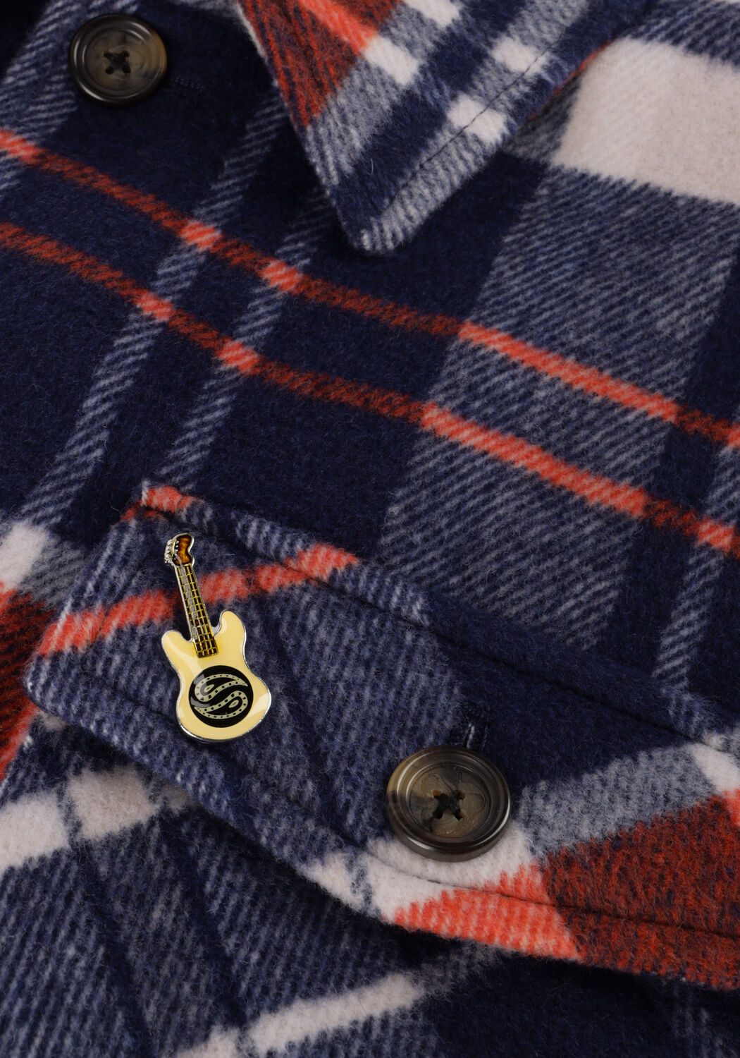 Blauwe SCOTCH & SODA Overshirt BRUSHED WOOL-BLEND CHECKED OVERSHIRT - large