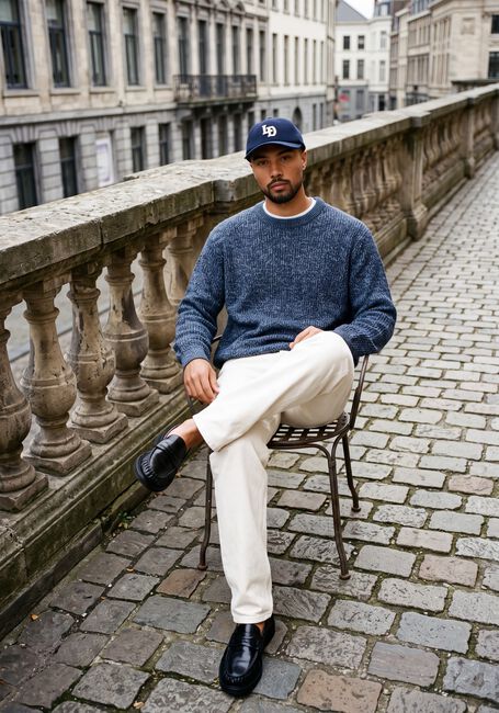 SELECTED MEN Pull SLMTILUM LS KNIT CREW NECK en bleu - large