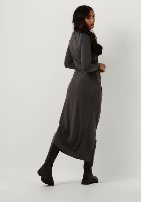SIMPLE Robe midi KNIT-VIS-PIQUE-23-1 Gris foncé - large