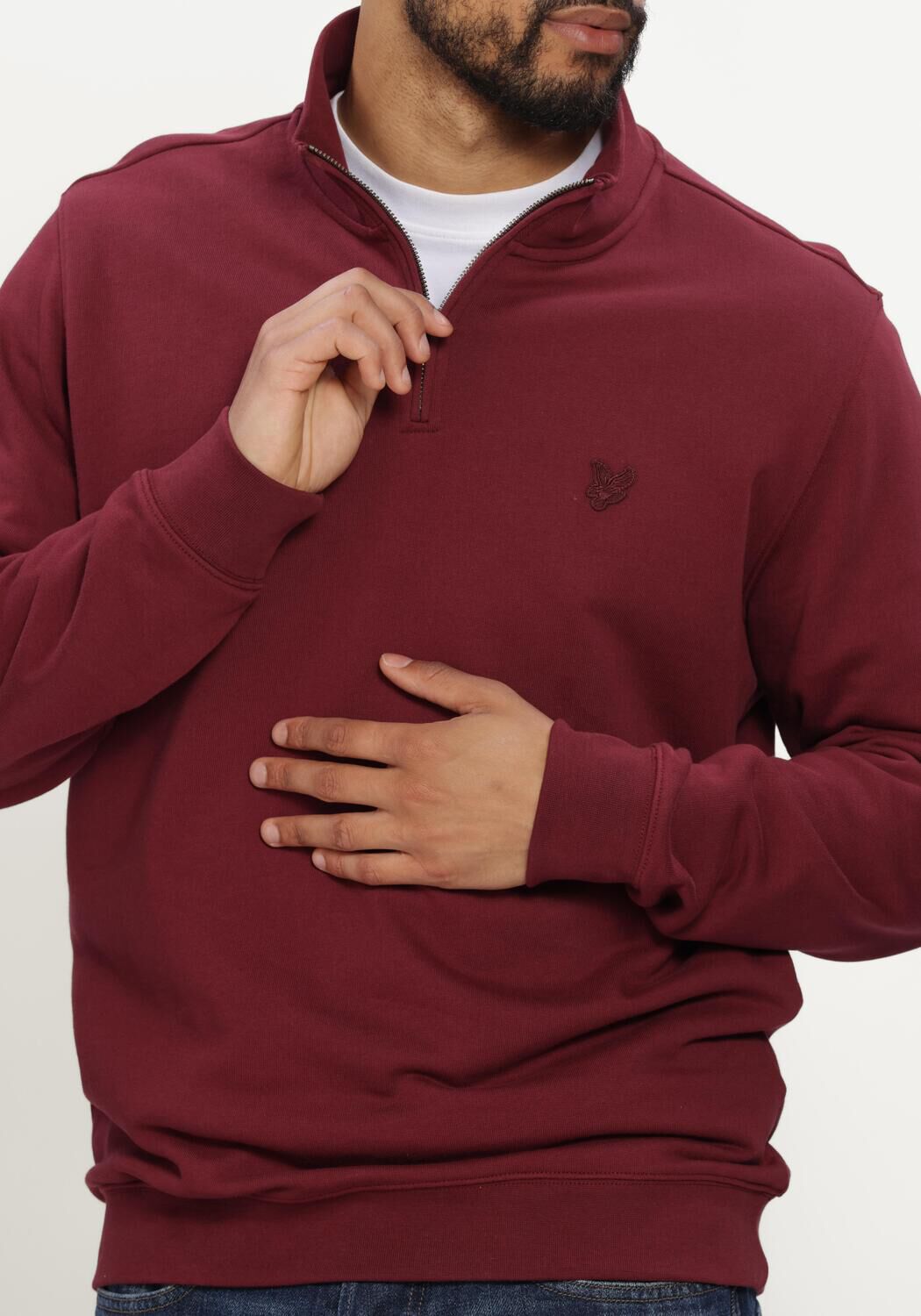 LYLE & SCOTT Pull SUPERFINE QUARTER ZIP SWEATSHIRT Bordeaux - large