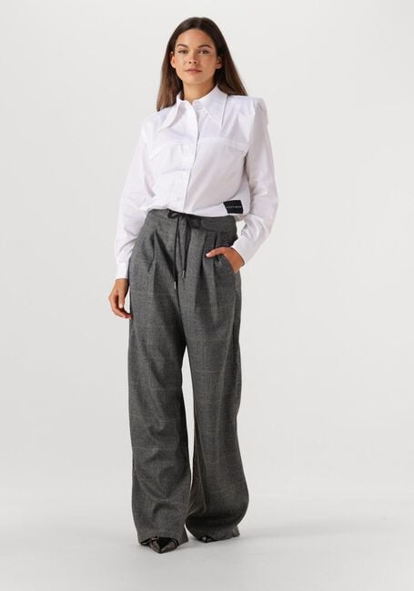 Grijze HAUTE L'AMITIÉ Wijde broek MICHELLE CHECK TAILOR TIE TALL PANTS - large
